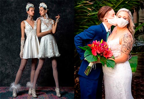 Casamento virtual de 2020 e vestidos de dama de honra da moda