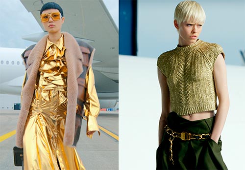 ملابس واكسسوارات ذهبية عصرية مع لمعان 2021-2022