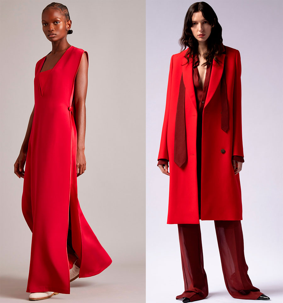 Vestido e casaco vermelhos